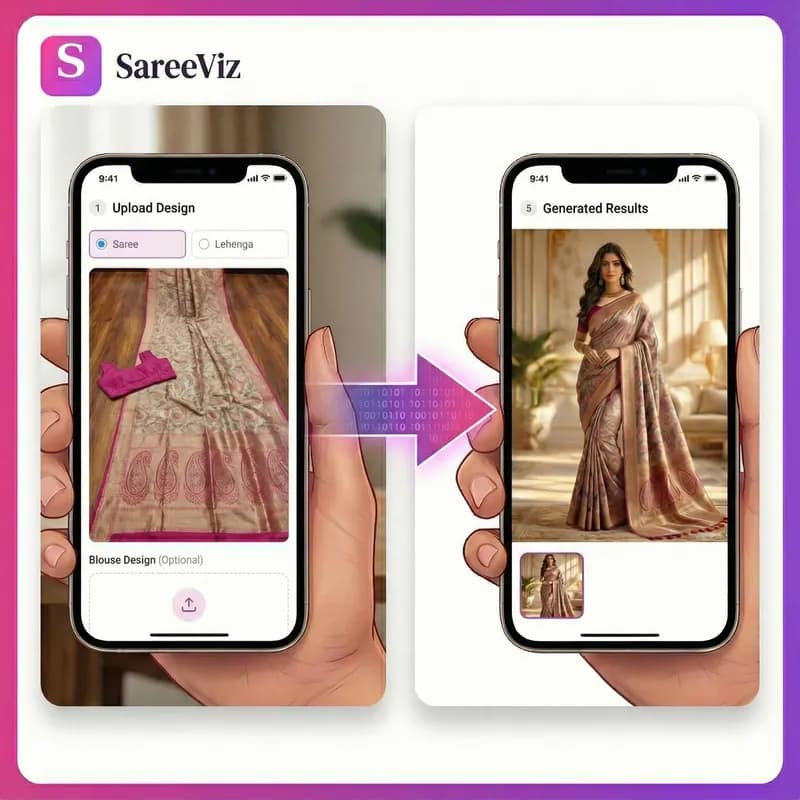 AI-generated saree model photo for ecommerce catalog