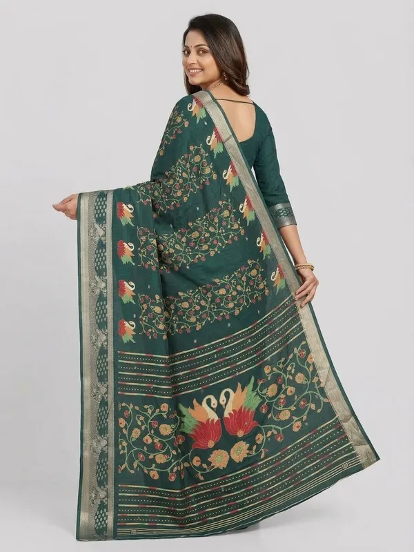 Myntra saree photo made by SareeViz: back view on a light grey background