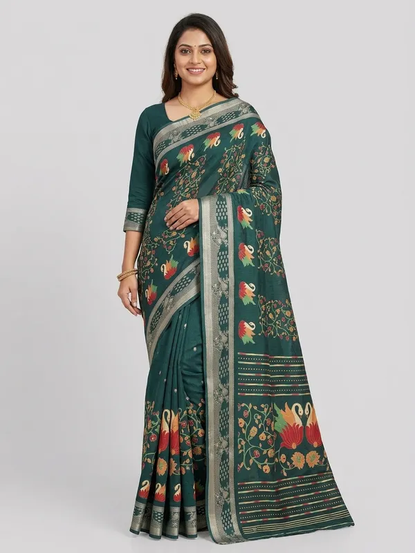 Myntra saree photo made by SareeViz: front view on a light grey background