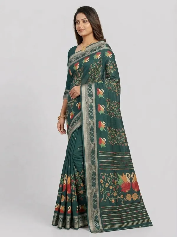 Myntra saree photo made by SareeViz: side view on a light grey background