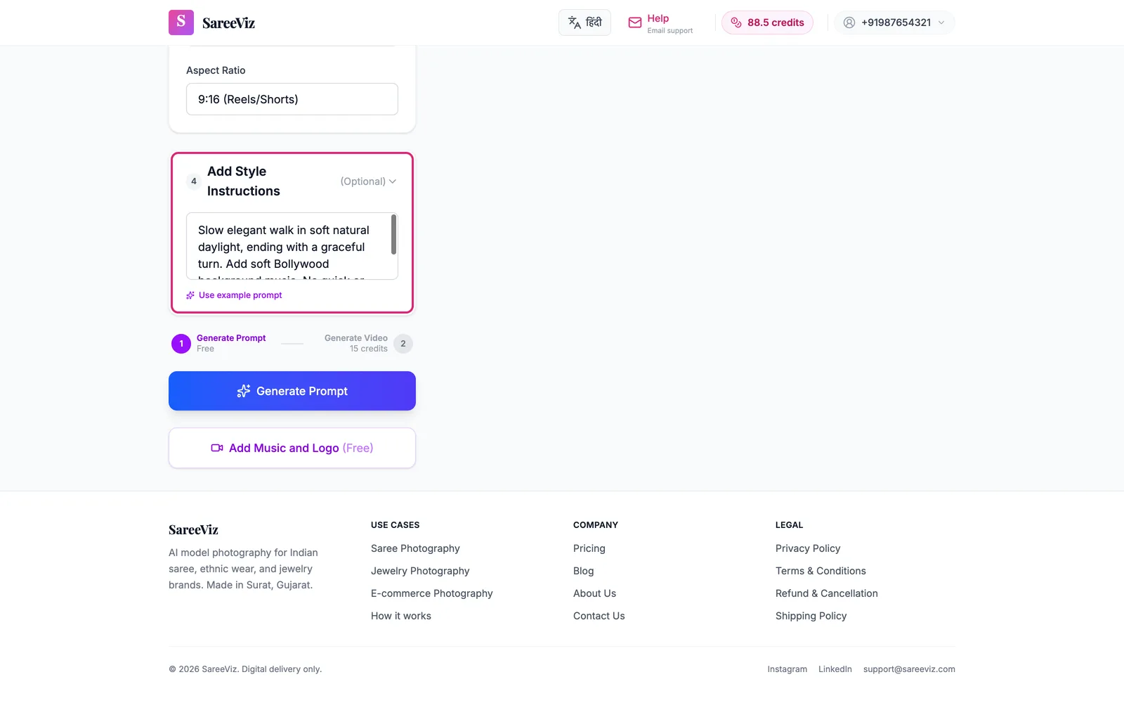 Add Style Instructions, with the example prompt filled in.